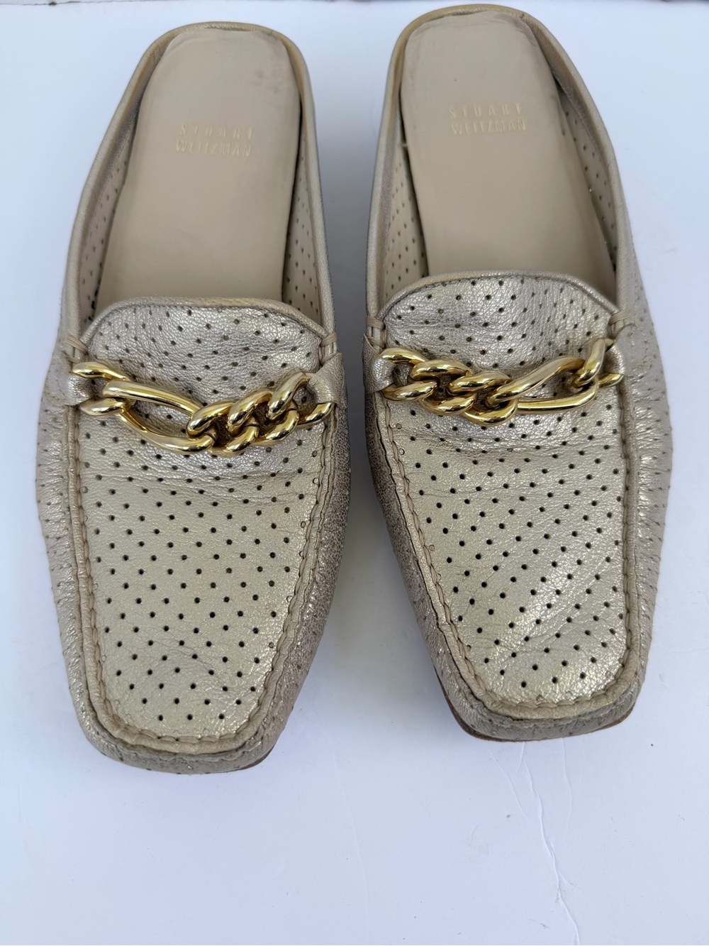 Stuart weitzman Leather Chain Loafers